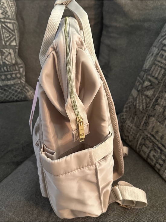 Paris Hilton Quilted Cream Backpack with Gold Logo main image 4